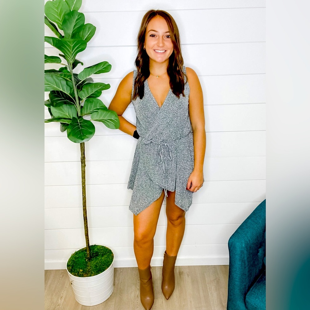 Sleeveless Metallic Knit Romper